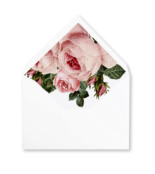 koperta z wkładką różowe kwiaty zieleń