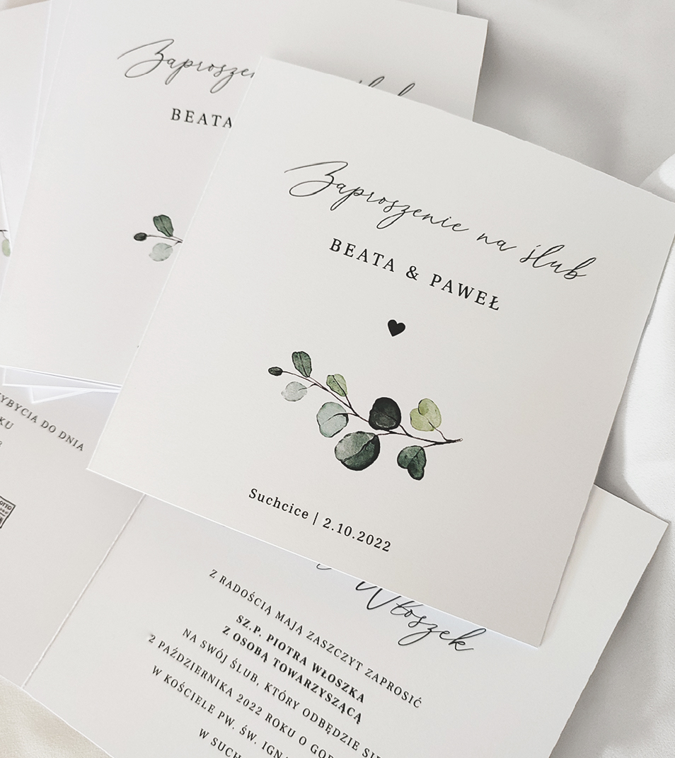 Zaproszenia ślubne - Eukaliptus | Minimalistyczne | Eleganckie