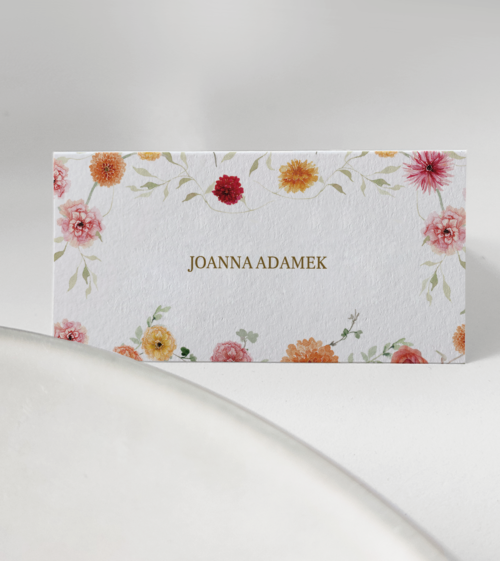 Winietki ślubne żółte, boho, kwiaty, akwarelowe.