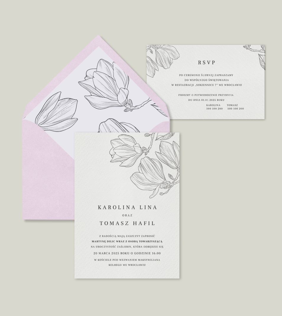 Zaproszenia ślubne – Magnolia | Proste | Minimalistyczne