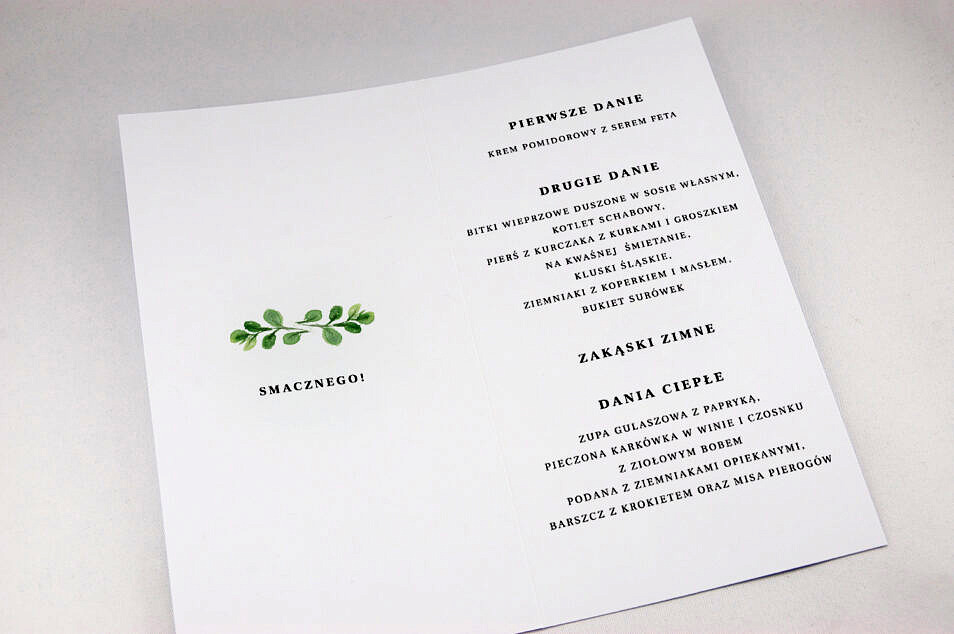 menu greenery