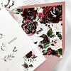 Różowa koperta, brudny róż, z wklejką z kwiatami w stylu boho i glamour.