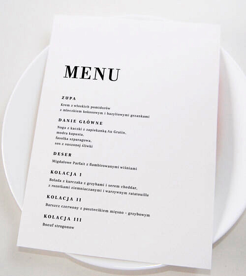 menu weselne minimalistyczne