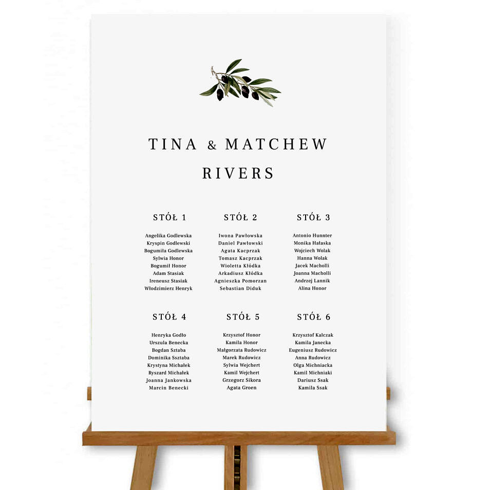 plan stołów liście oliwne