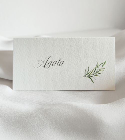 Zielone, delikatne, winietki ślubne. Motyw przewodni listki, akwarela.